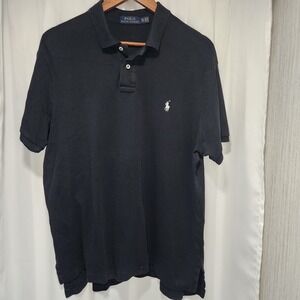 POLO RALPH LAUREN‎ Classic Fit Black Short Sleeve Shirt Men's Size XL White Pony